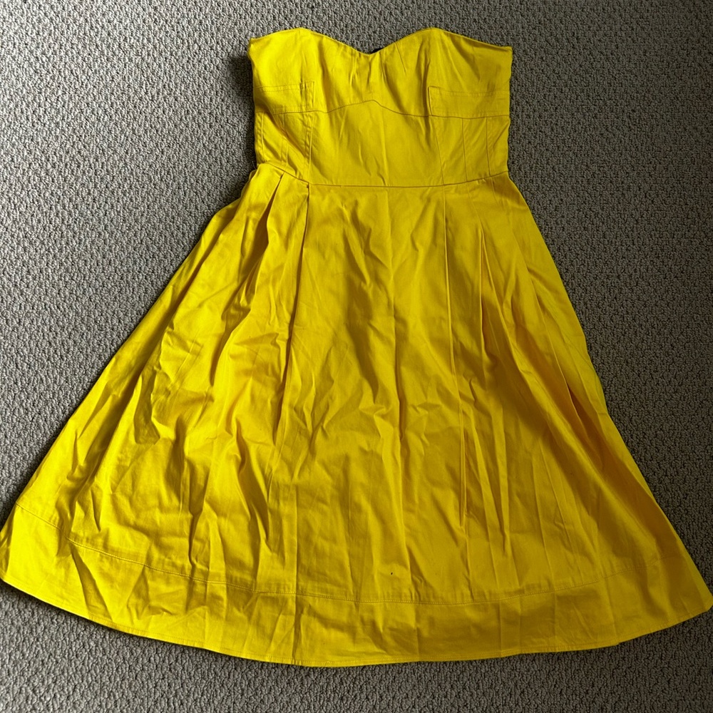 Calvin Klein strapless yellow mini dress
